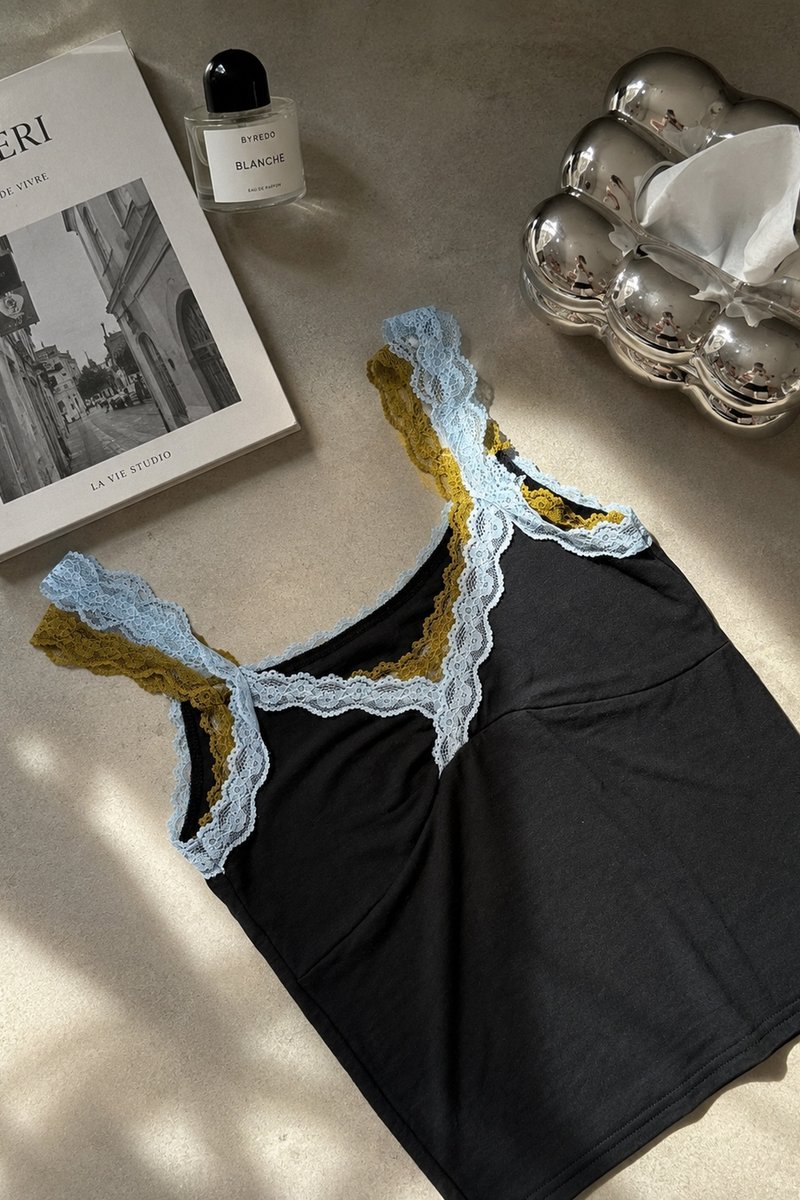Aurelie Lace Top in Midnight Navy